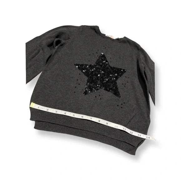 H&m US 8-10 Girls Long Sleeve Sweater Grey Gray With Black Sequin Star Detail - Picture 9 of 15
